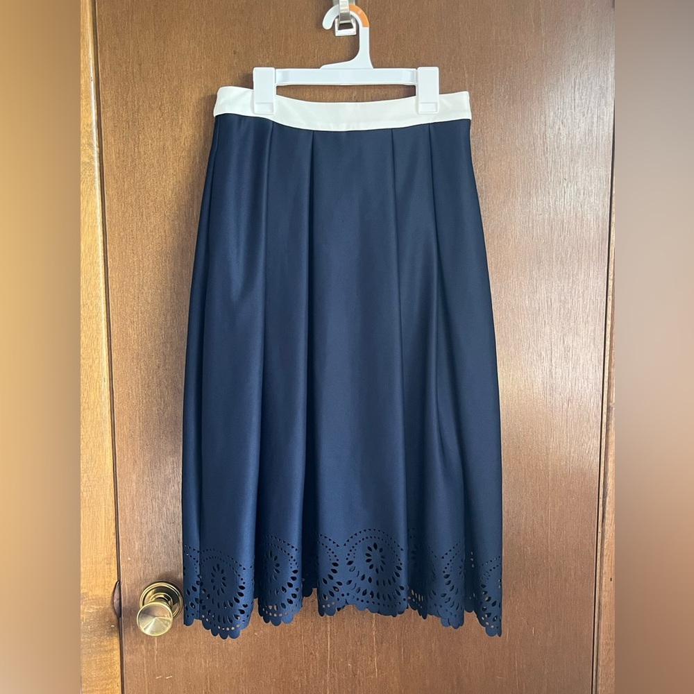Karl Lagerfeld Navy Skirt with White Waistband
